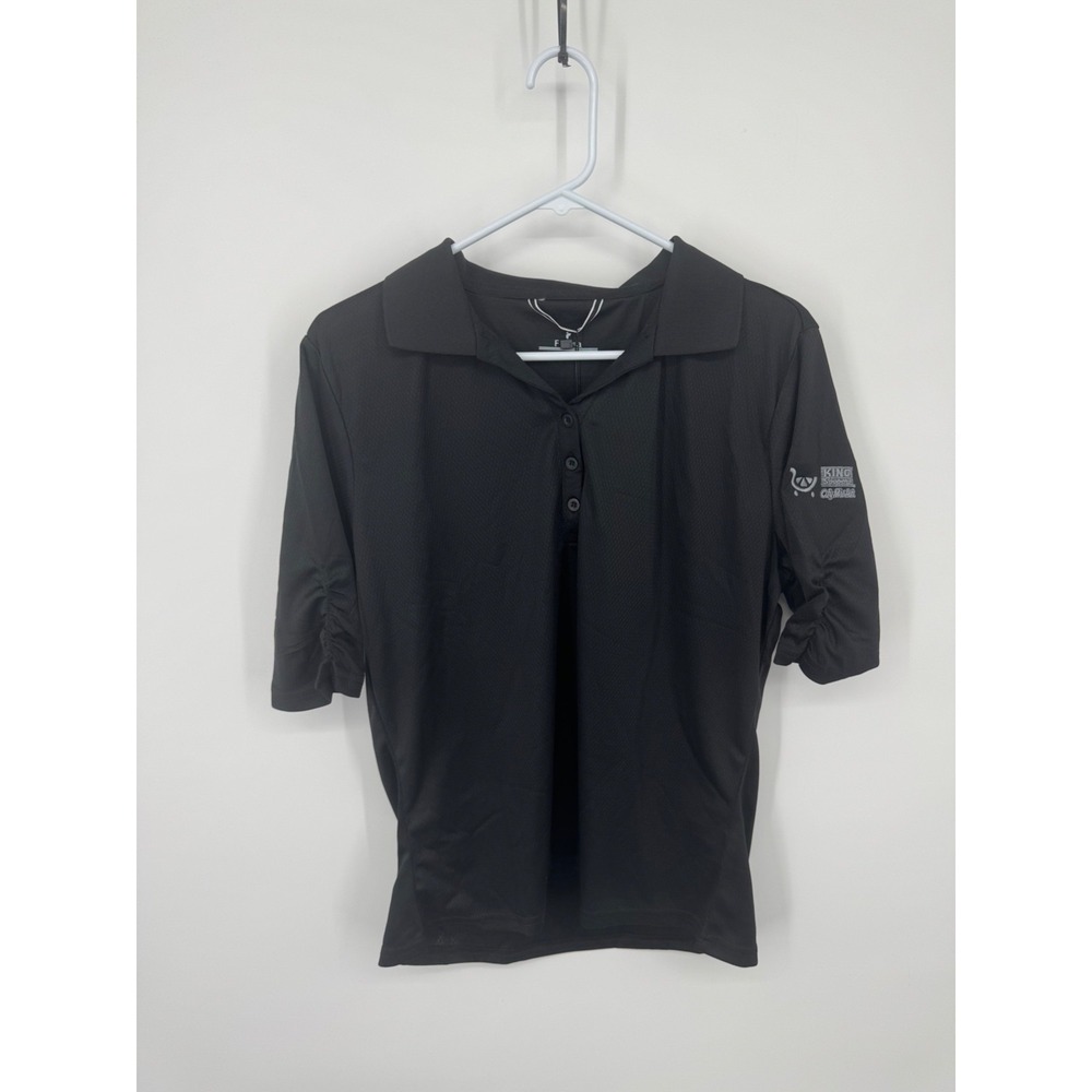 Fossa Polo Shirt mens XL‎ Black Ruched 3/4 Sleeve Golf Performance Active NWT